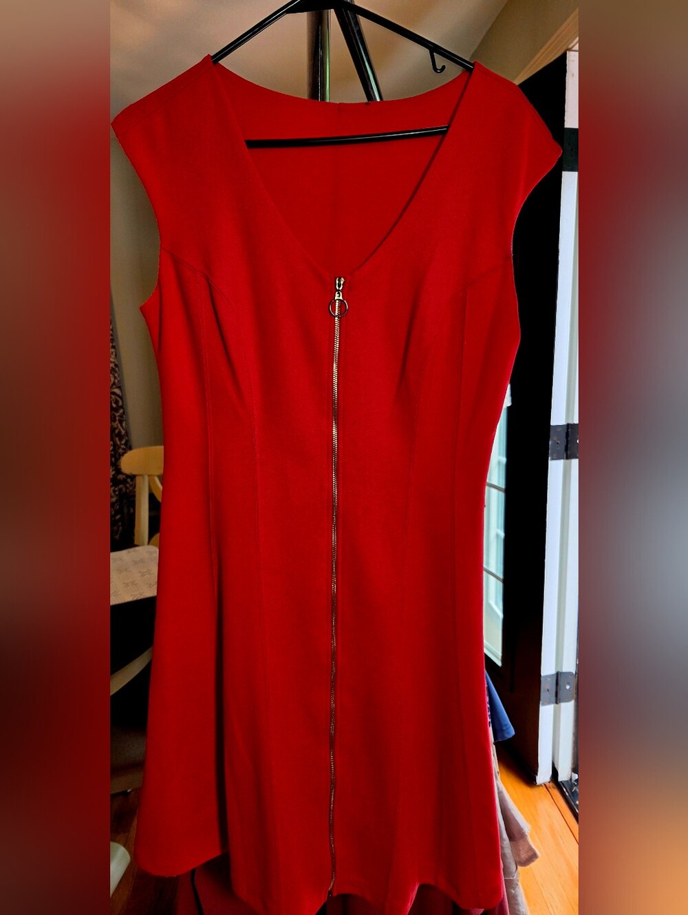 Sexy Women’s Orange V-Neck Zip-Front Dress